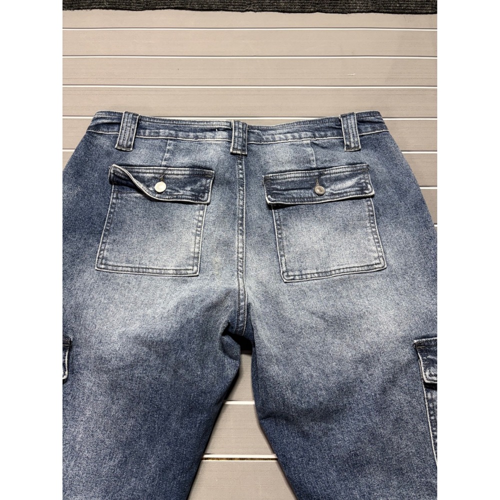 KanCan Women Blue Cargo Jeans Straight Leg High Rise Stretch Denim KC7843D 13/30 - Picture 9 of 13